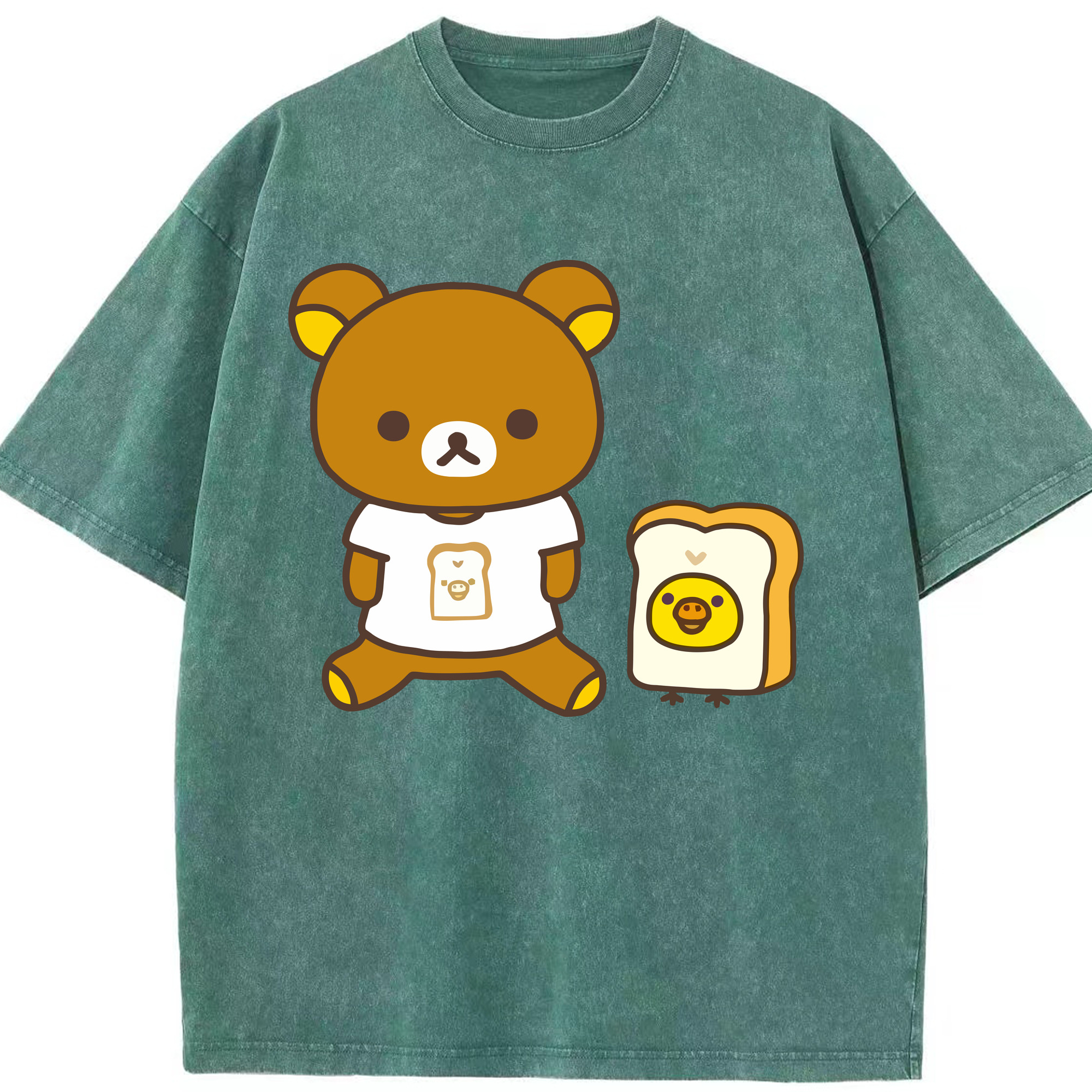 （画像用） リラックマ リラックマ キイロイトリ Rilakkuma Korilakkuma Kiiroitori 綿100% ヴィンテージ風 半袖Tシャツ（フロントプリント）